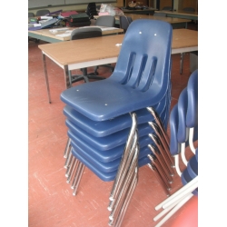 Blue Plastic 3 Slot Metal Stacking Student Guest Chair